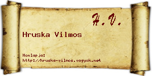 Hruska Vilmos névjegykártya